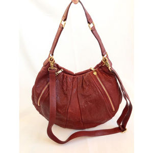 Dark Red Tory Burch Steffi Hobo Bag w/Crossbody